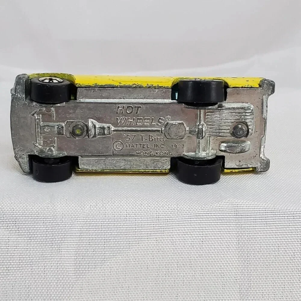 Vintage Hot Wheels '57 Ford T-Bird Coupe Yellow Hong Kong 1977 Blackwall - LOOSE